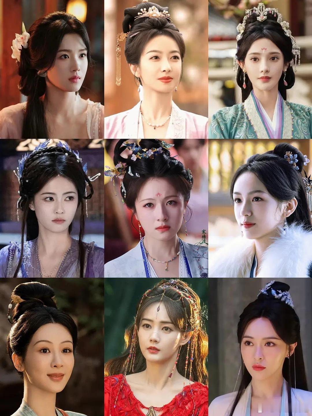 下近一年古偶女主的发型，竟然全是中分刘海诶