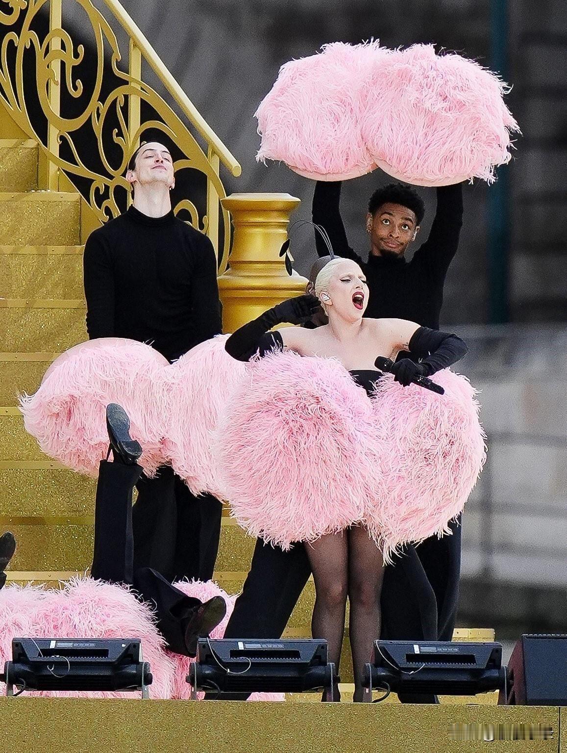 LadyGaga表演时，后面舞伴那表情超搞笑，或惊讶或搞怪，各种神态让人忍不住