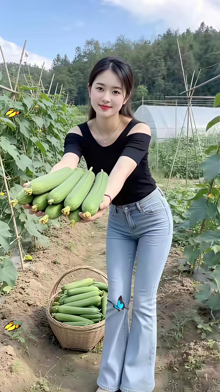 刚从地里摘的黄瓜，新鲜又好吃！
