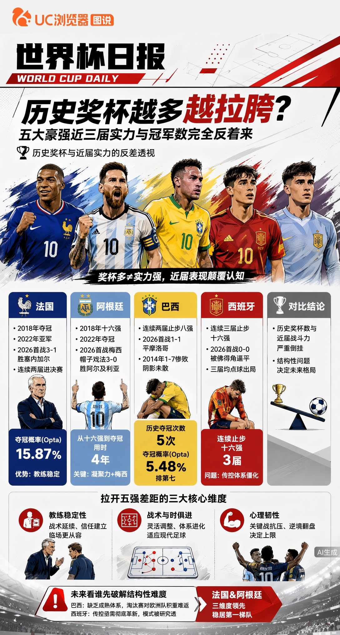历史奖杯越多越拉胯？五大豪强近三届实力与冠军数完全反着来