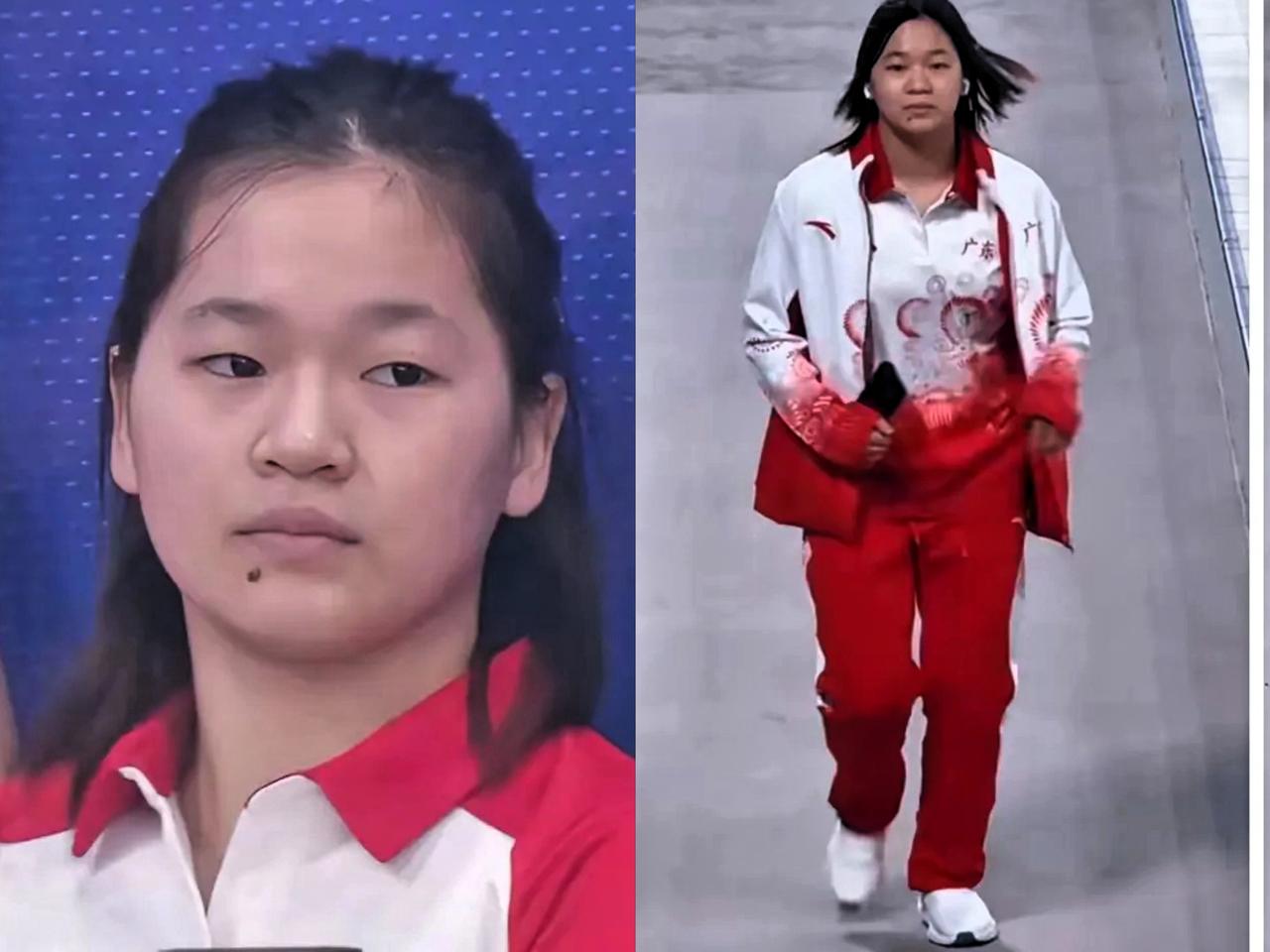 早上女子团体赛，全红婵默默在一旁观战，那神情透着股子落寞，她心里头可能既羡