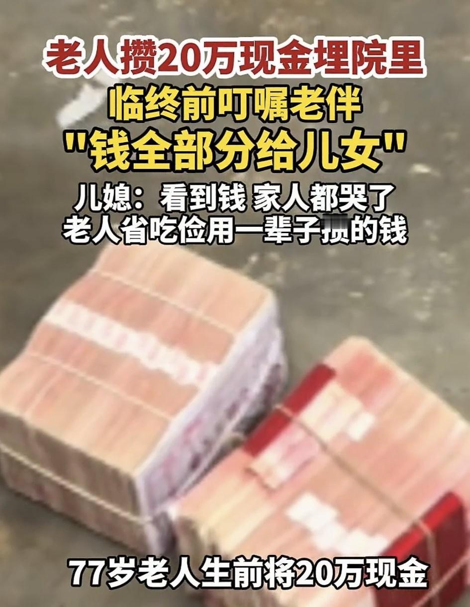 泪目了！河南商丘，一位77岁老父亲，生前将20万元现金埋在自家院中里的兔子窝里，