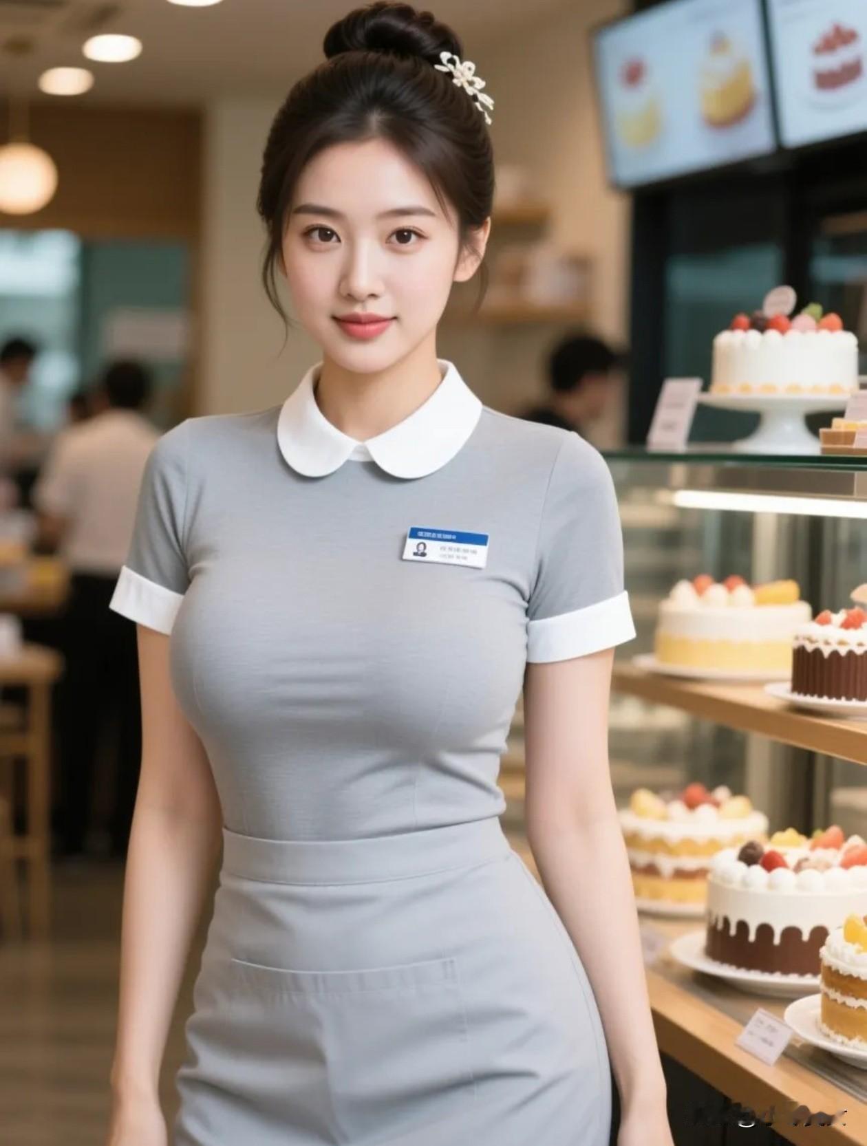 在暖光裹着甜香的烘焙店里，她端着满是鲜果的蛋糕笑眼弯弯——生活的甜，从来不是等来