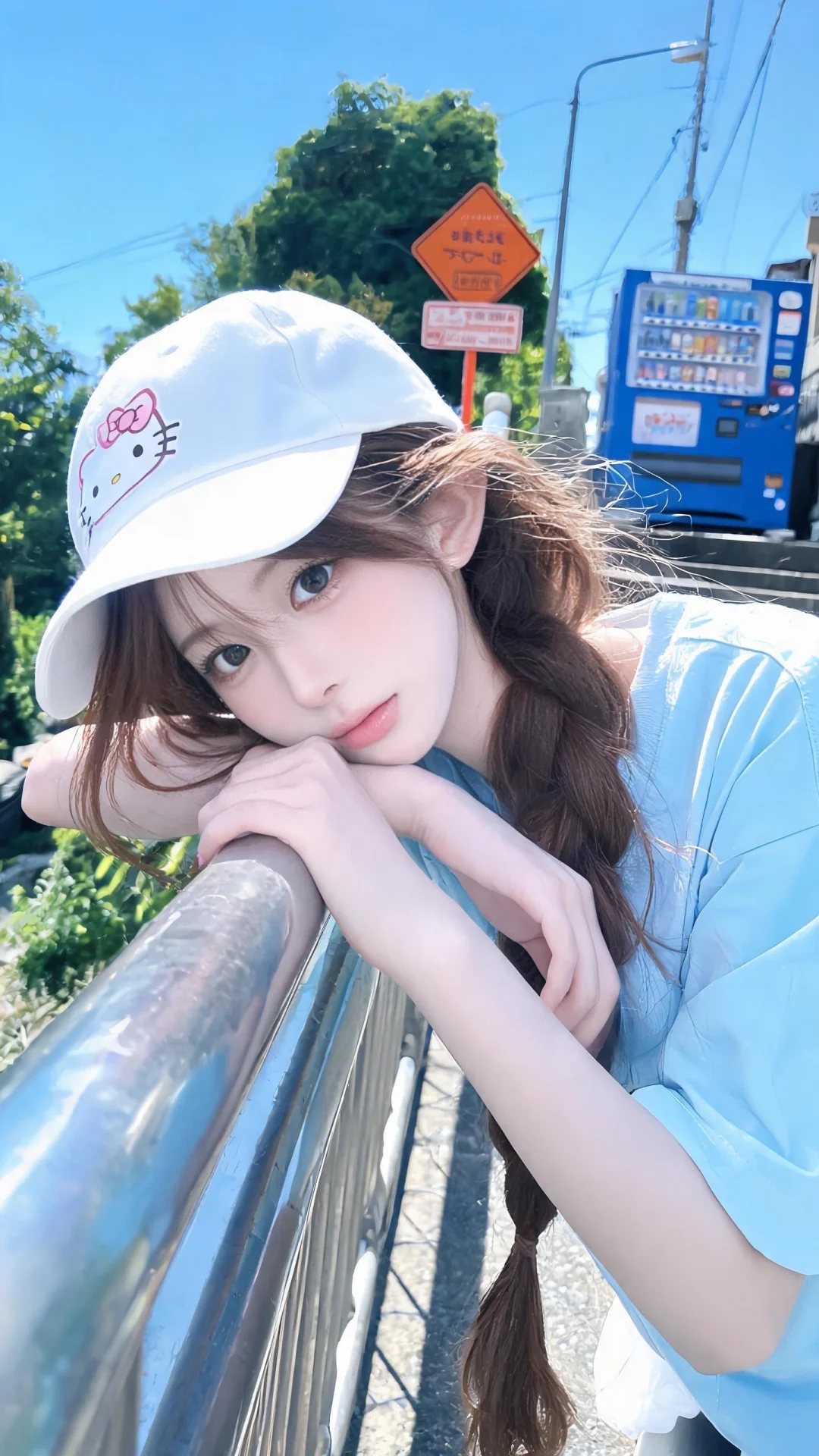 一位长发飘飘模样可爱的女生，尽显生活中的绚丽日常，人像摄影，日常快照风...