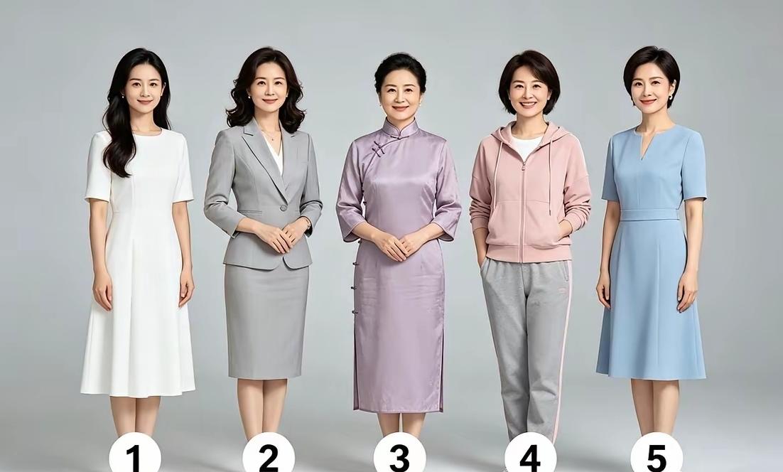 1号美女38岁，2号美女41岁，3号美女51岁，4号美女45岁，5号美女48岁，