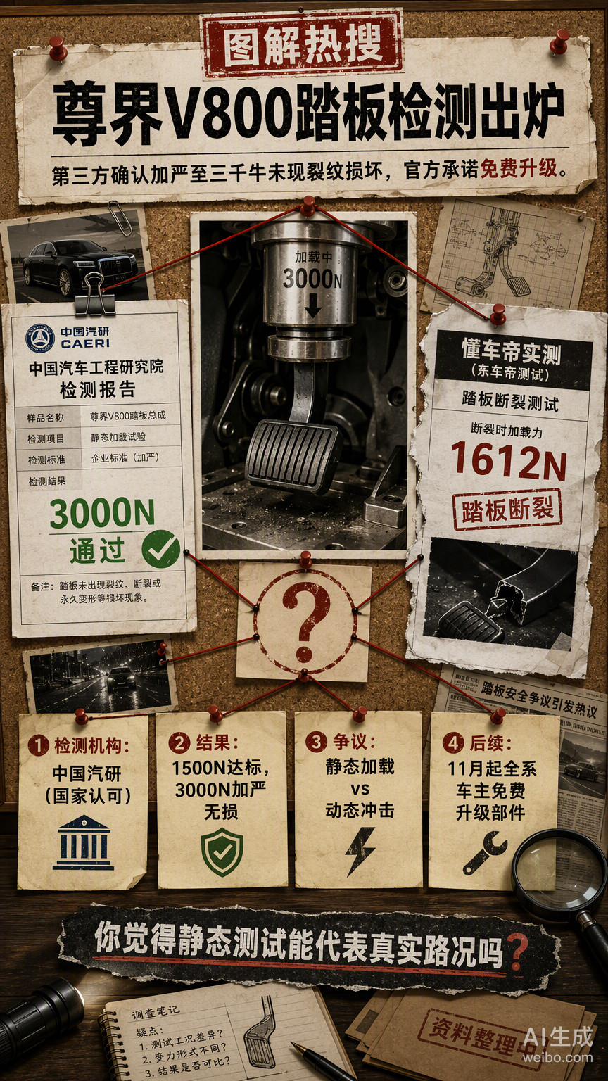当一份检测报告摆在面前，你发现大家争的其实不是那几千牛的力，而是买车时那份笃定被打破后的不安。尊界V