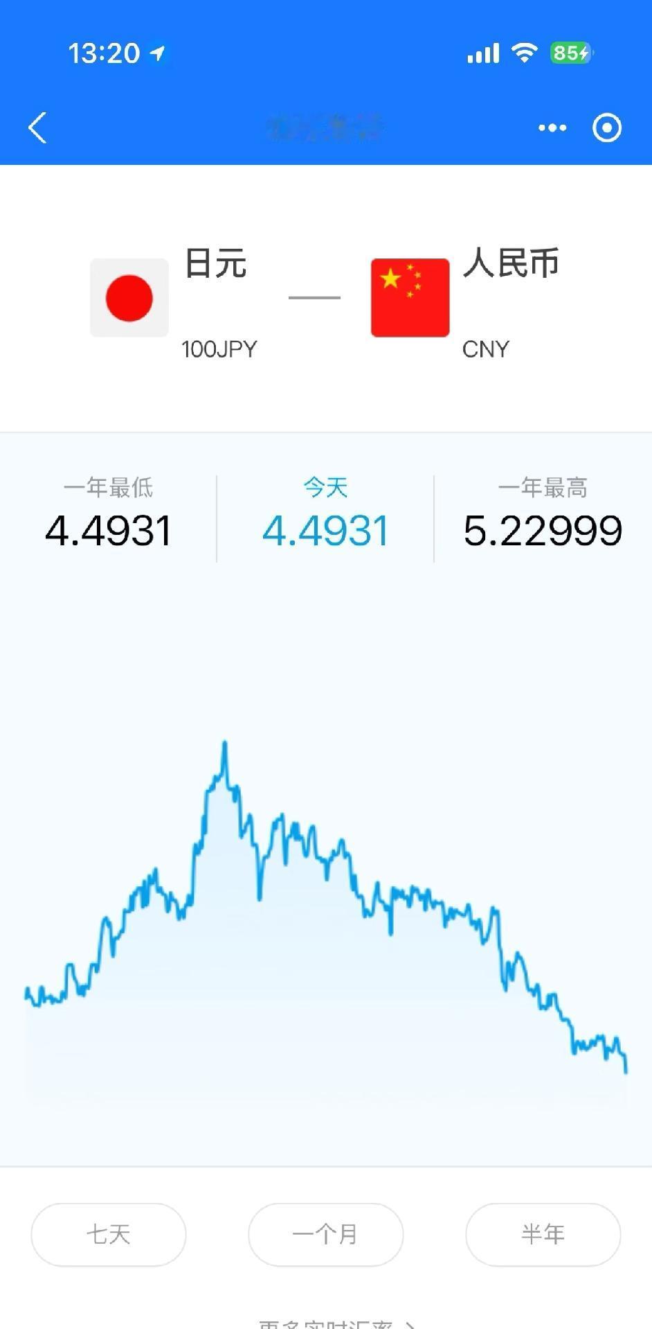 日元没救了。打工人破碎了，最近人民币兑日元突破1 元人民币≈22.4 日