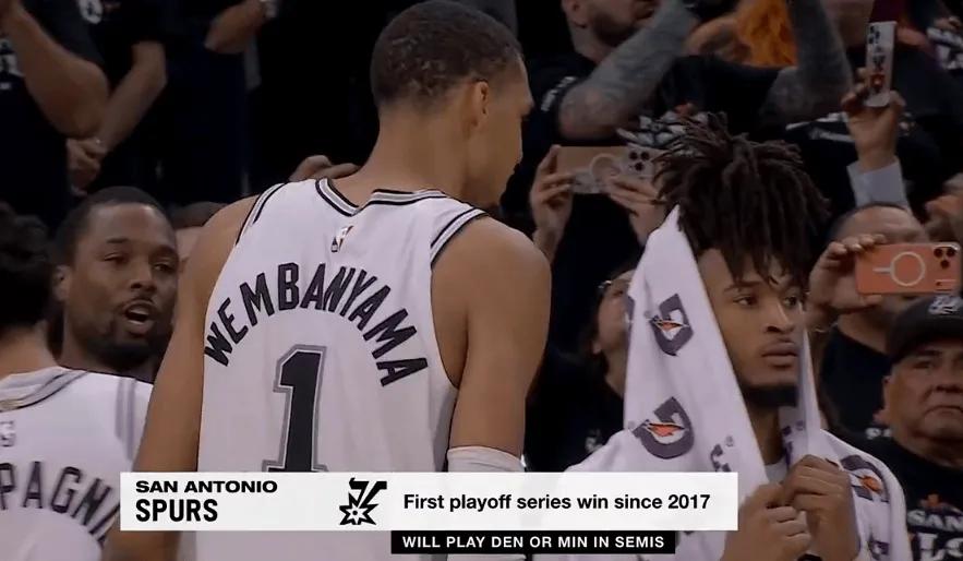 恭喜马刺晋级下一轮，成为继雷霆之后，第二支晋级下一轮的球队。马刺能够大比分4：