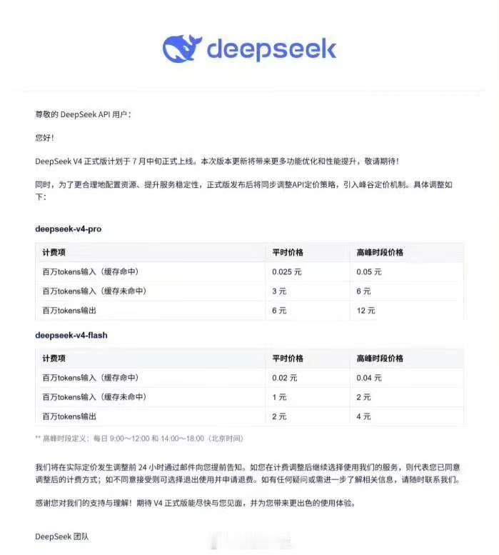 DeepSeek团队昨日透露，DeepSeekV4正式版定于7月中旬上线，届时