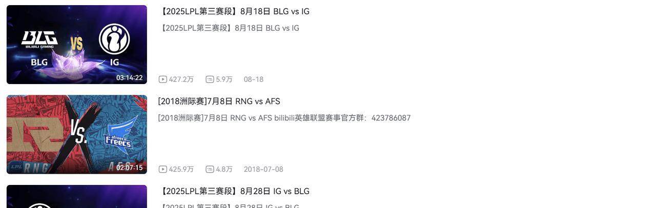 IG和BLG第三赛段的的两回合BO3播放量太变态了IG打BLG8.28那场现在