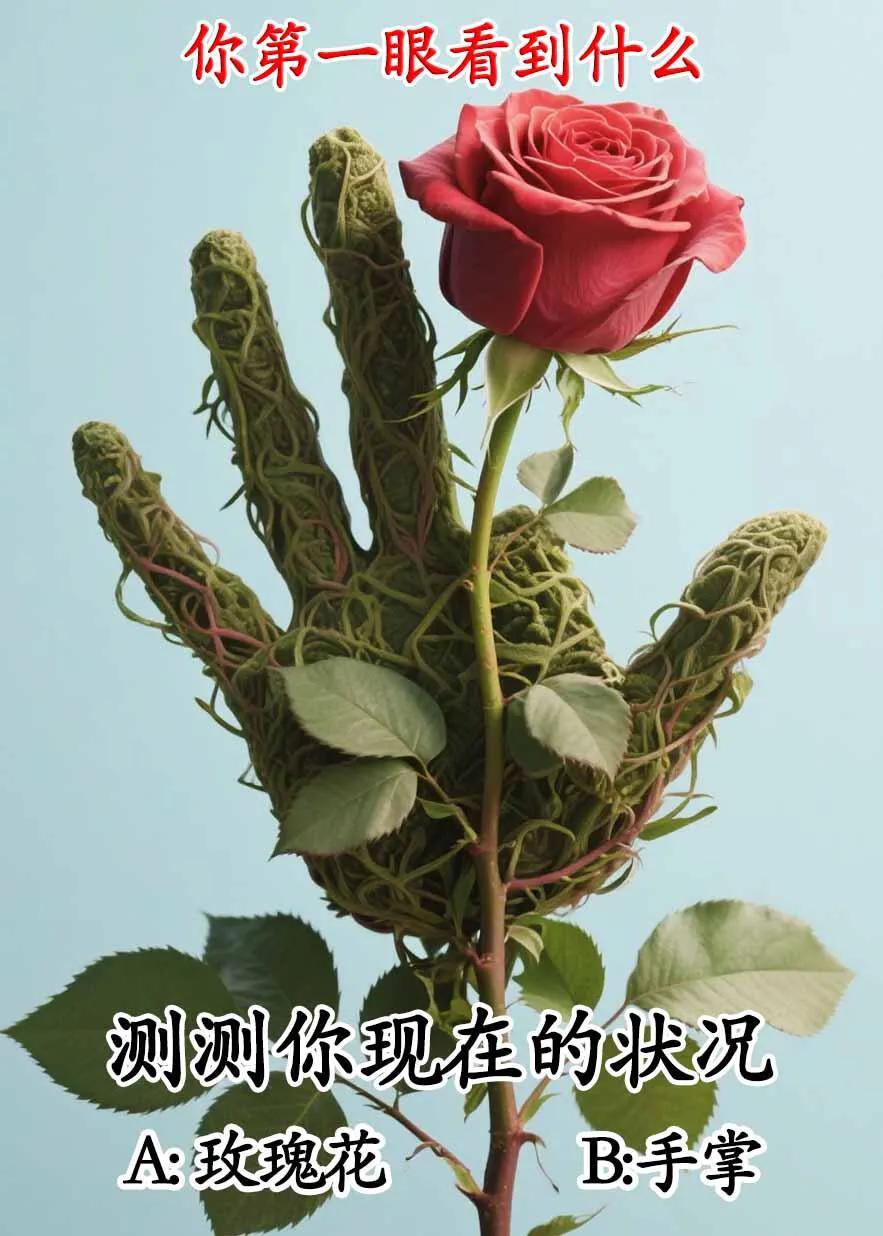 心理测试测测你今年的状况？？你第一眼看到什么？？A.玫瑰花🌹B.手掌?