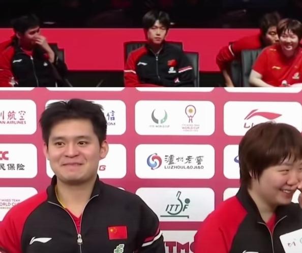 第一次看见林诗栋在笑，原来，笑起来的林诗栋，不但帅气，还特有成熟味。得感谢蒯曼大