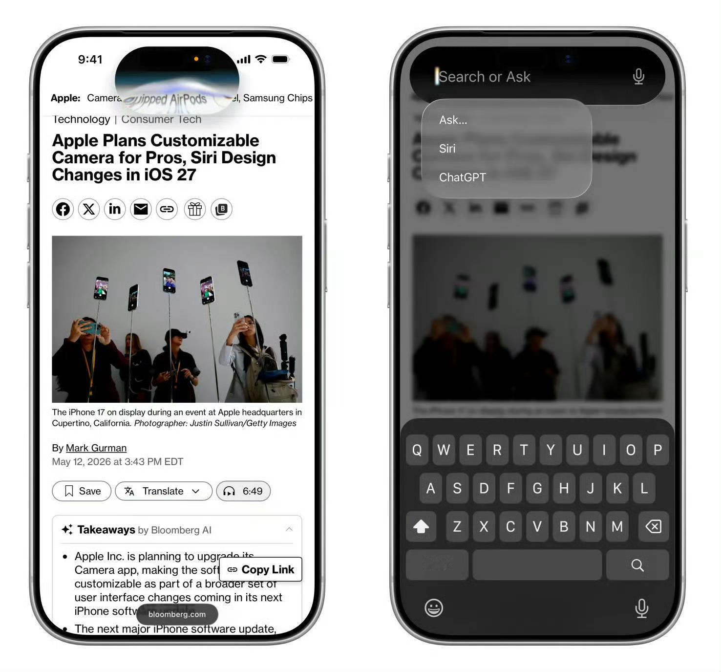 来提前感受一下iOS27只不过这些新功能几乎都是要AI才能实现，也不知道我们
