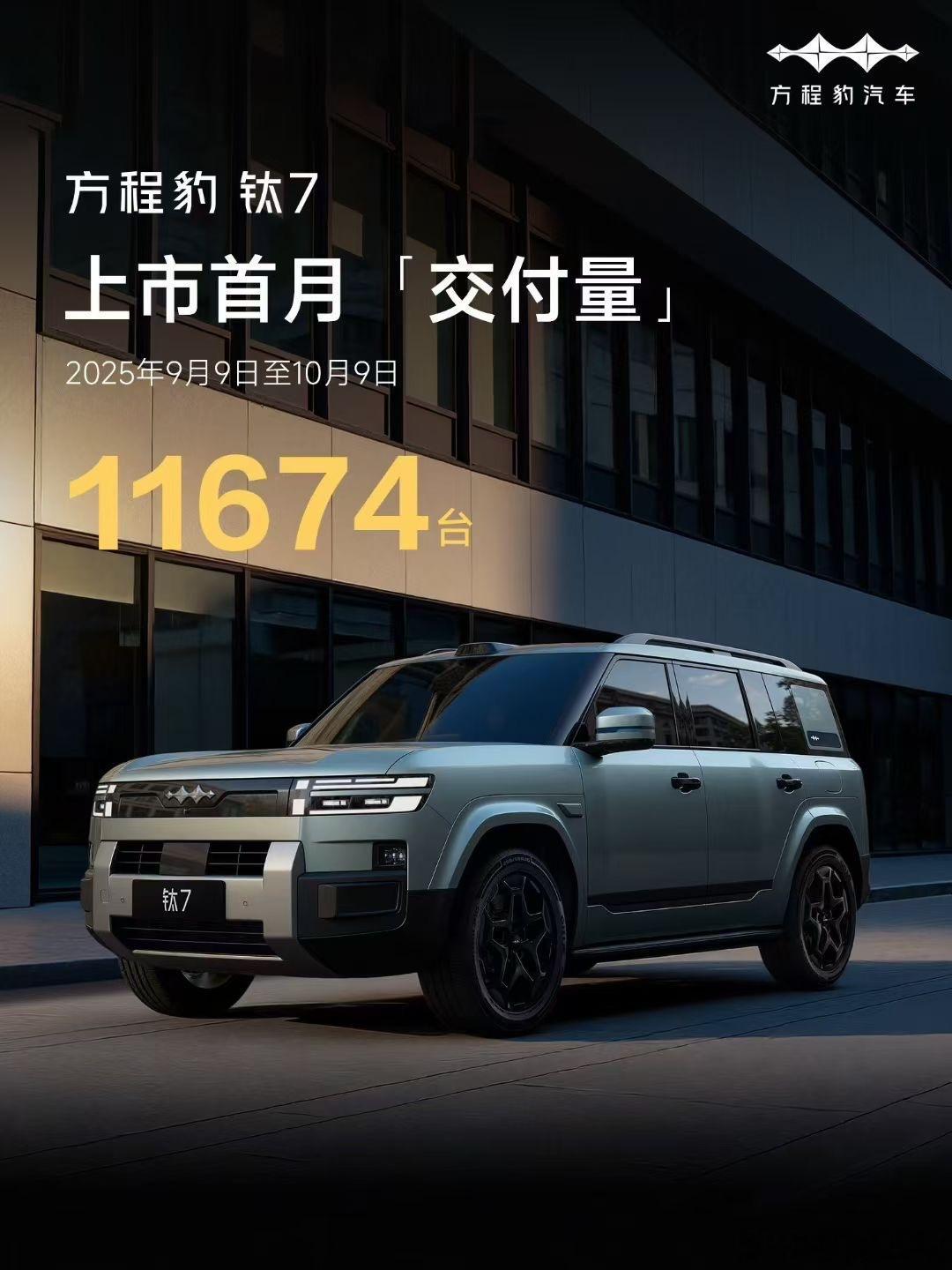 方程豹钛7满月交付成绩单确实不错，从9月9日到10月9日一个月