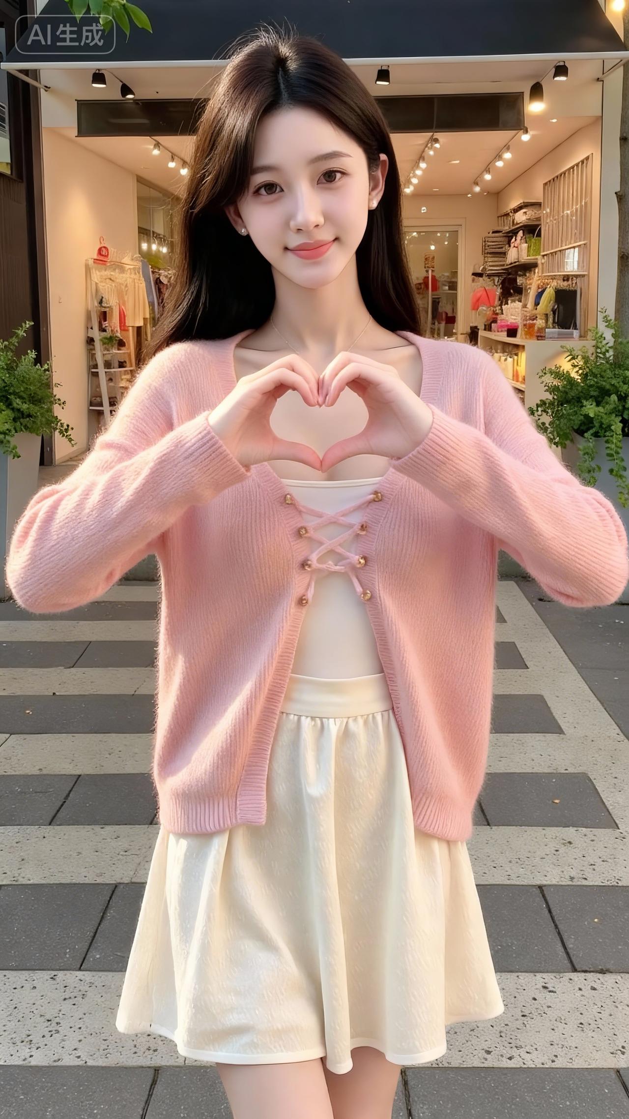 粉白条纹绑带开衫配奶黄短裙，甜欲少女氛围感拉满米色背心连衣裙紫色t恤套装裙紫