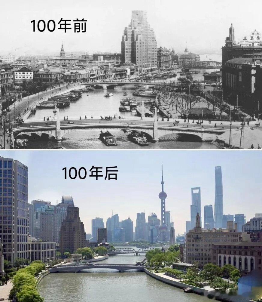 100年前的上海和现在的上海。
