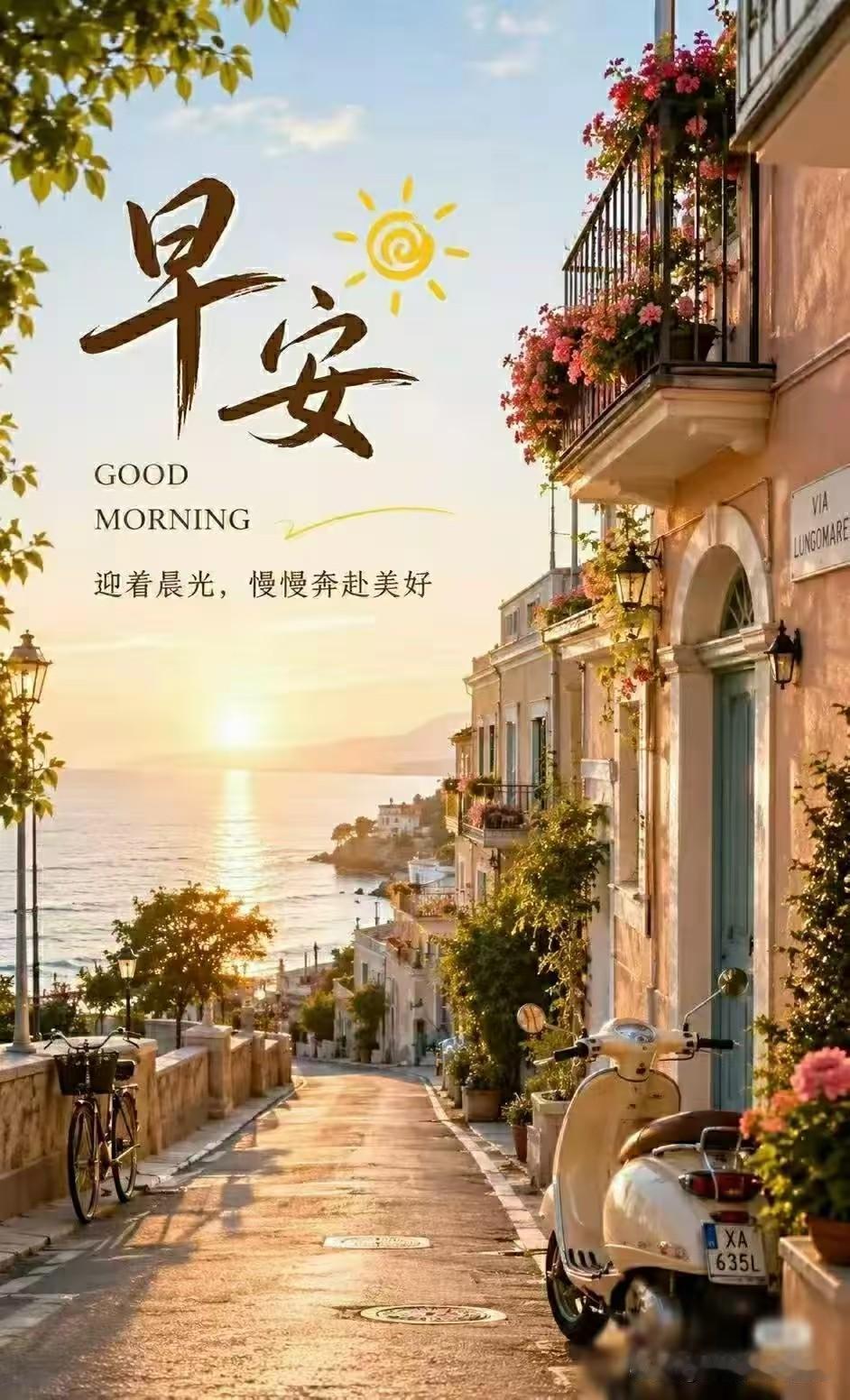 美丽的早晨，是幸福的起点，清晨的问候，带来愉快的一天，愿我们岁岁平安，感恩遇见，