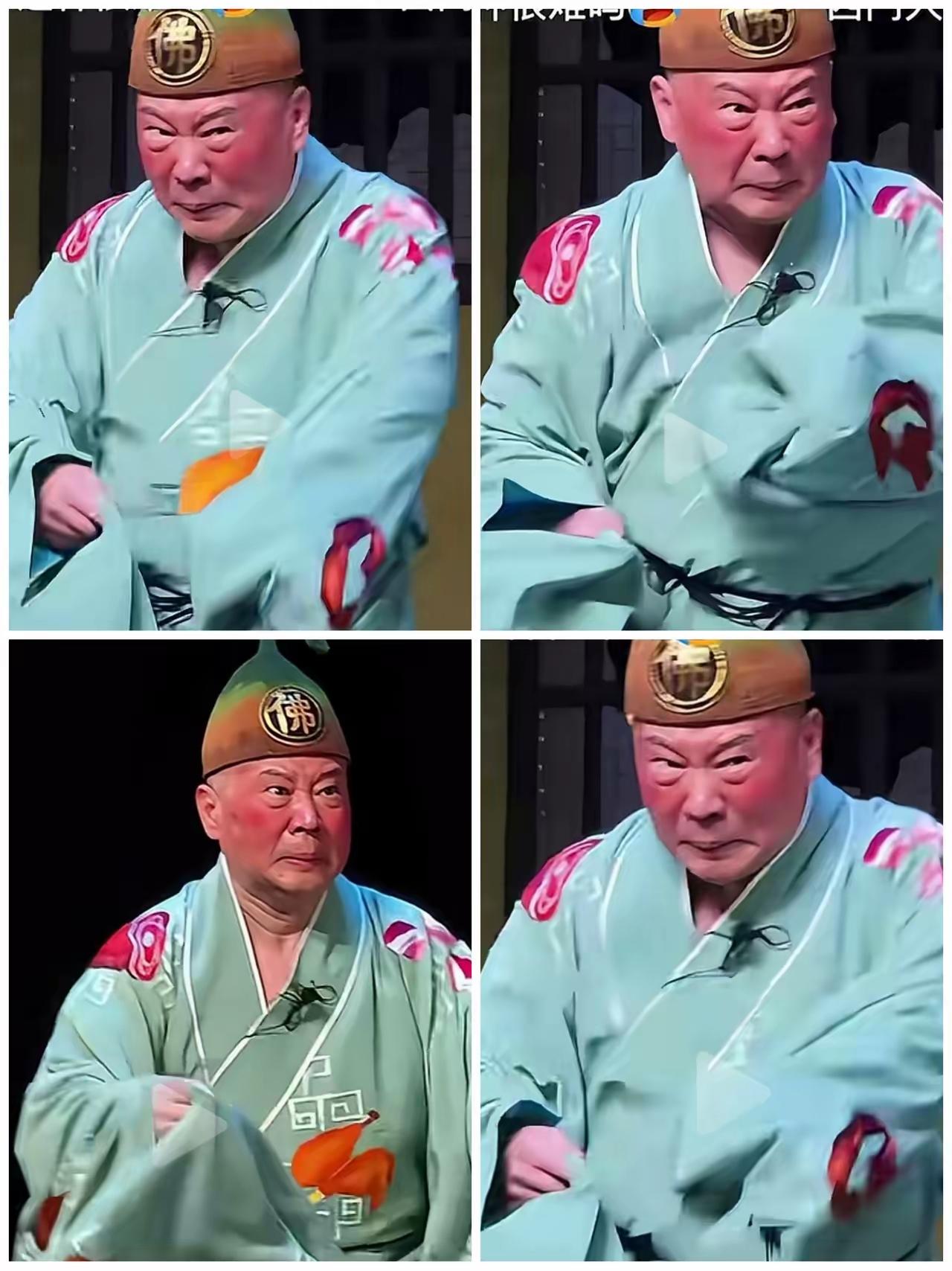 郭德纲这京剧扮相，本身人就比较圆润，再画上浓重的戏曲油彩，视觉上看着花俏又夸张，