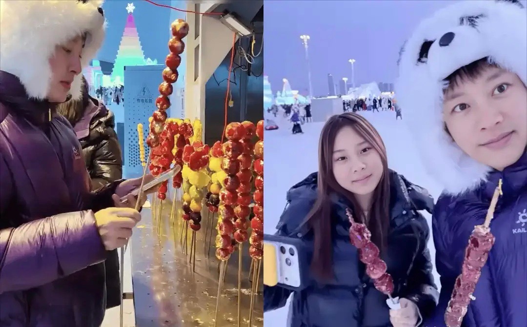 贾乃亮大年初二带甜馨回哈尔滨，冰雪大世界父女同乐贺新春！