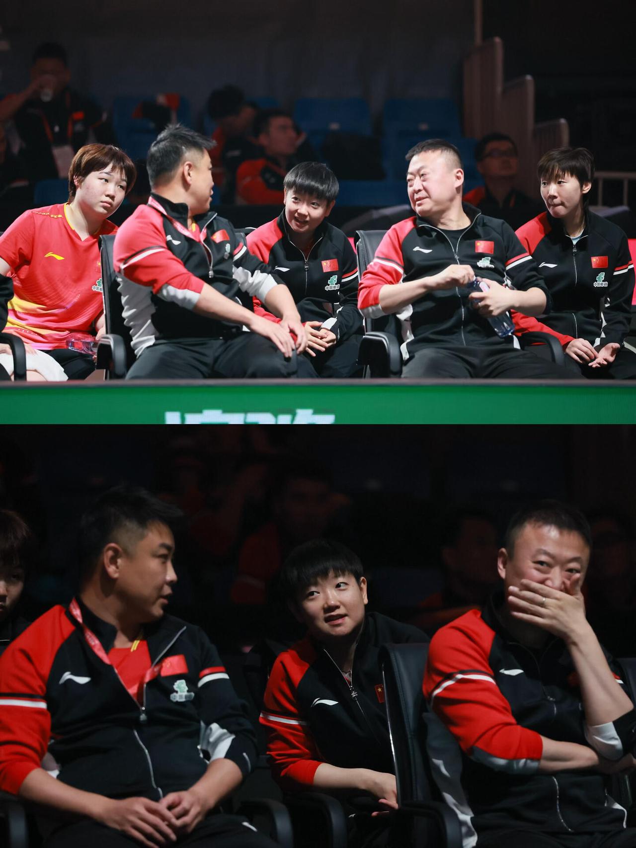 白告好像想让小宝打双打，马琳笑的多开心，几天不见，马指导也是好起来了！有莎莎的