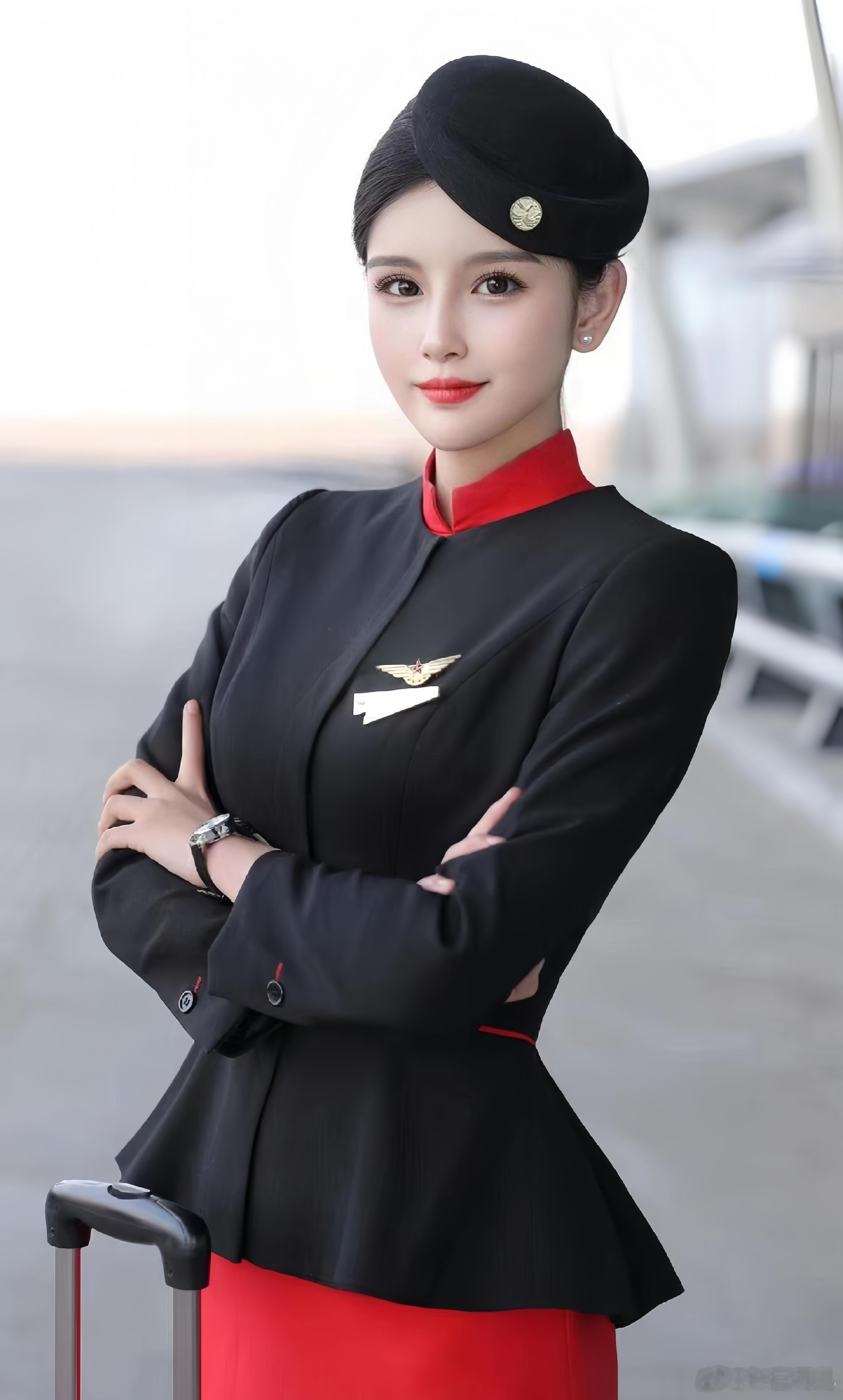 川航空姐的制服照，又美又飒。​​​