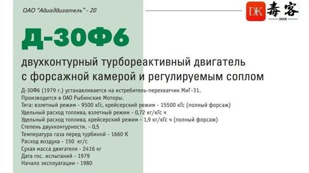 冷战速度怪兽——米格31的D30F6发动机, 40年前就实现15吨级推力