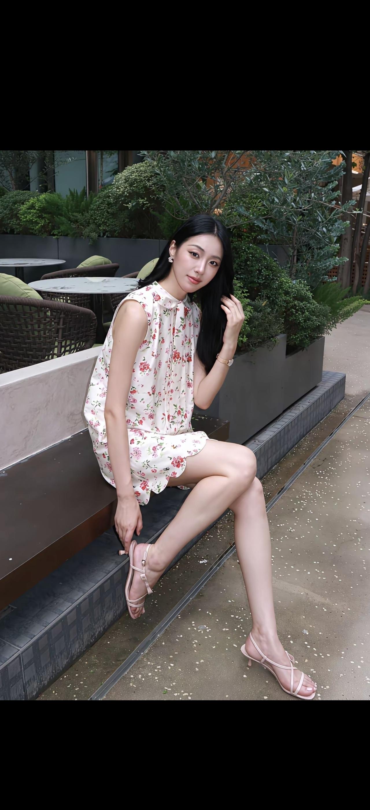 花间人影动，轻纱拂绿阴。