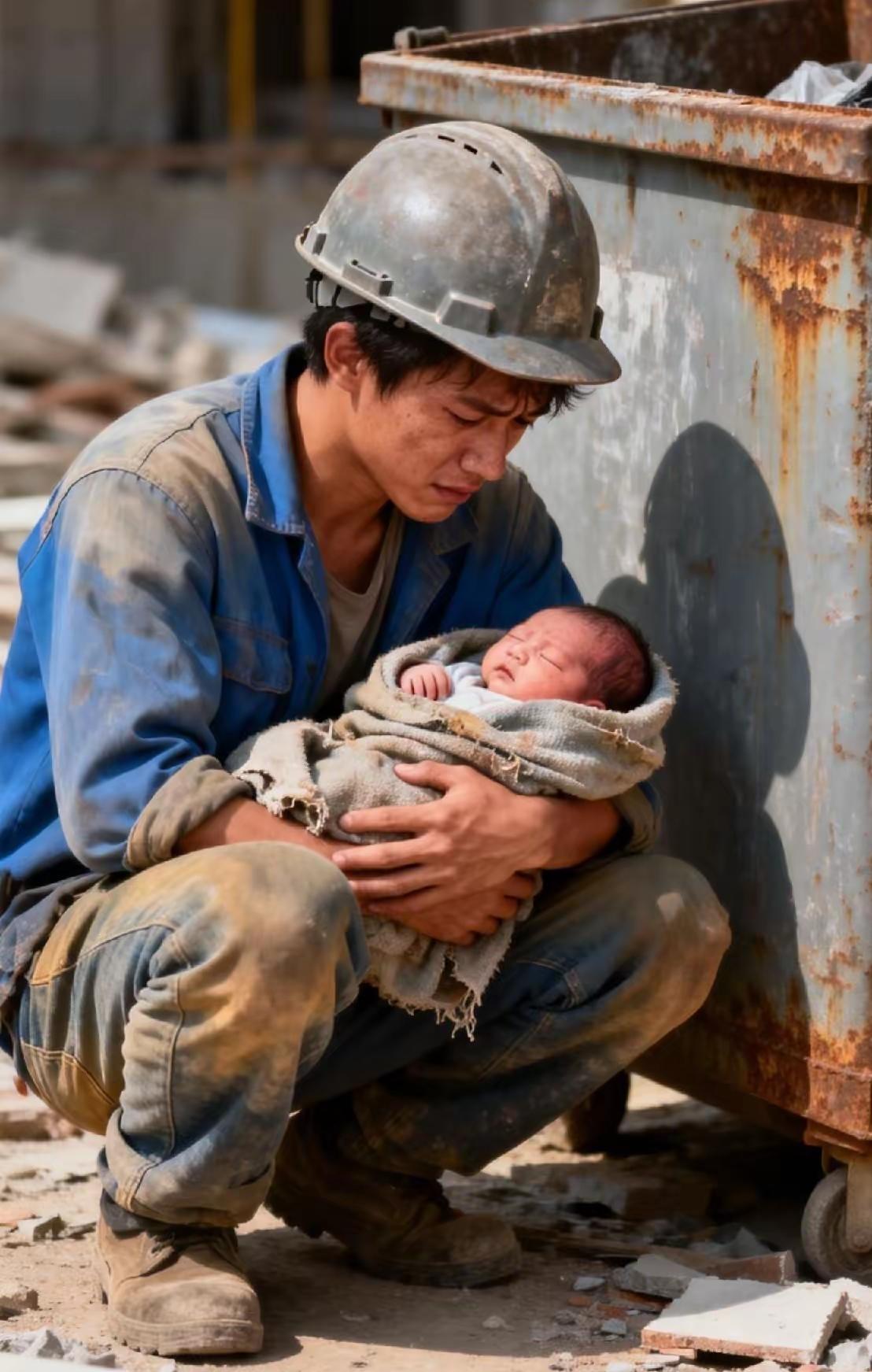 22岁的建筑工人小丁在垃圾桶里捡了一个刚出生的女婴，小丁却说“不是我救了她，是她