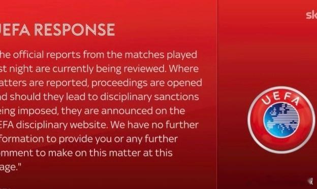 2月18日讯，据天空体育消息，欧足联已就本轮欧冠本菲卡对阵皇马一役中出现的疑似种