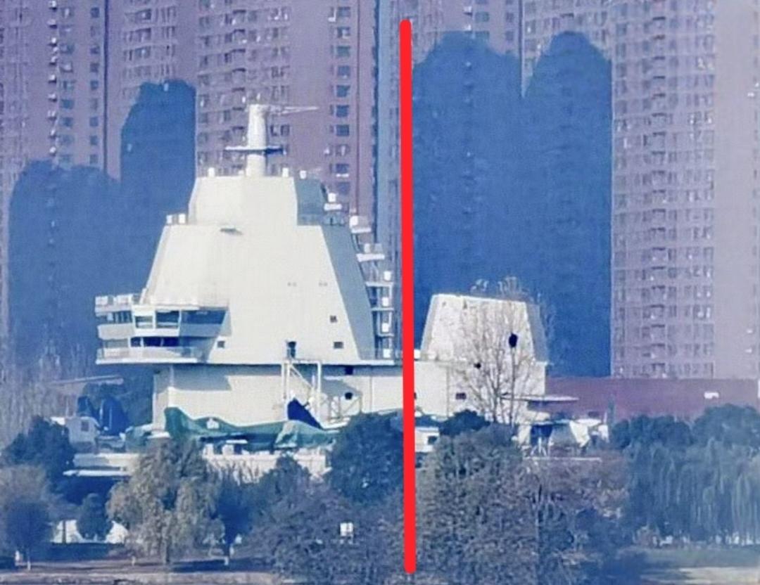 两个型号的舰岛同时倒模：整体就是003G型的舰岛结构，把烟道放在舰岛后面，修正了