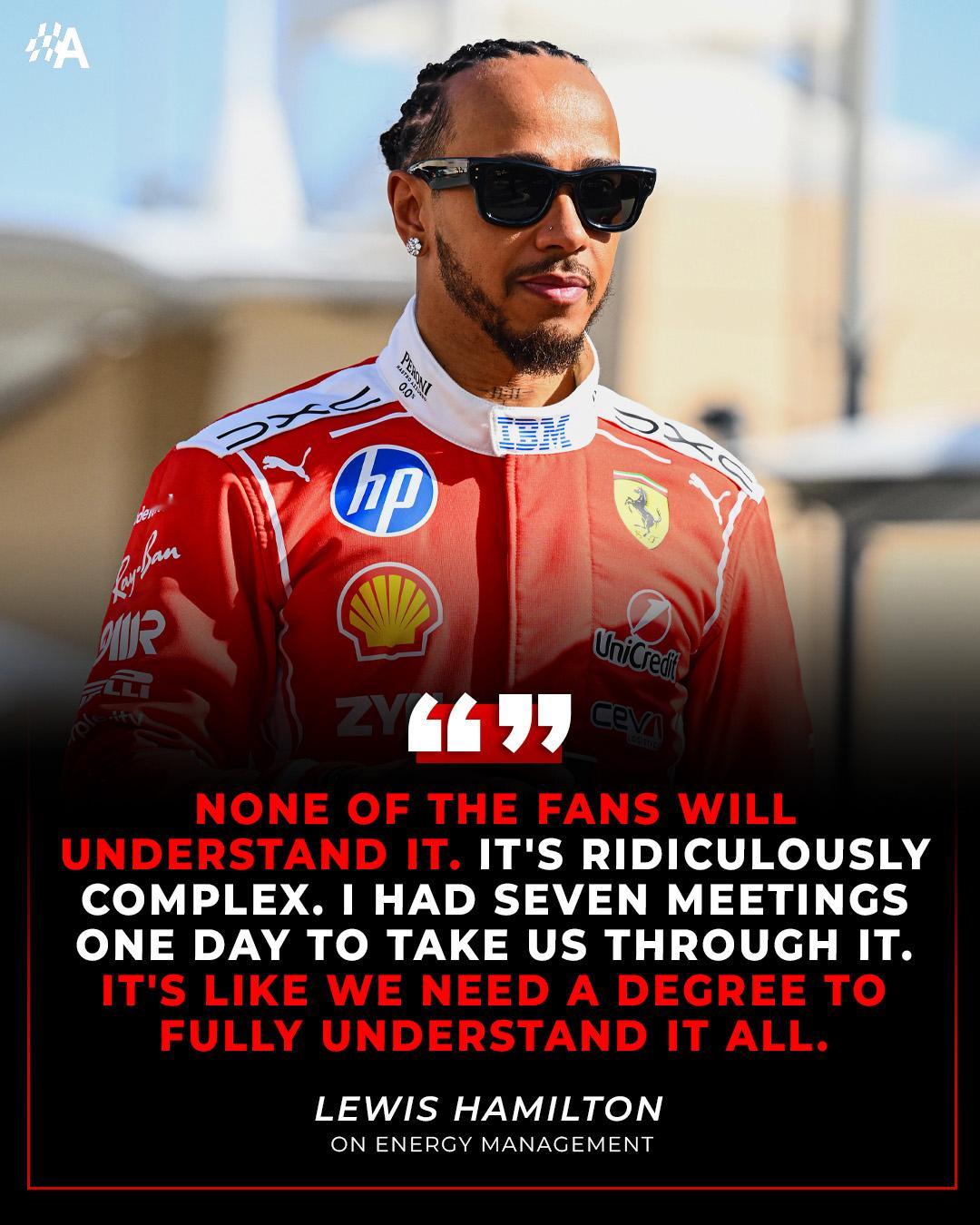 汉密尔顿认为2026赛季的F1新规过于复杂“没有车迷能理解这个，新规则太复杂了，