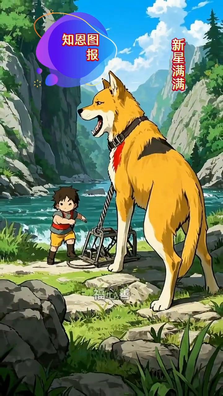 知恩图报。我会先为你生成匹配故事的插图，再为你撰写这篇民间故事。黄狗报恩。清