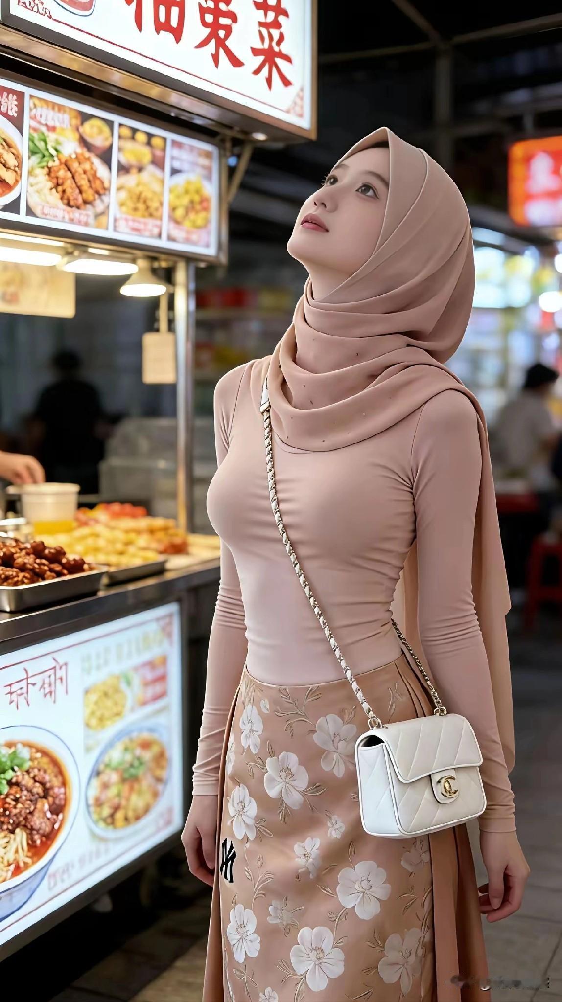 女孩的气质非常的优雅，容颜非常的漂亮，身上有一种异域的风情，看起来是非常迷人的，