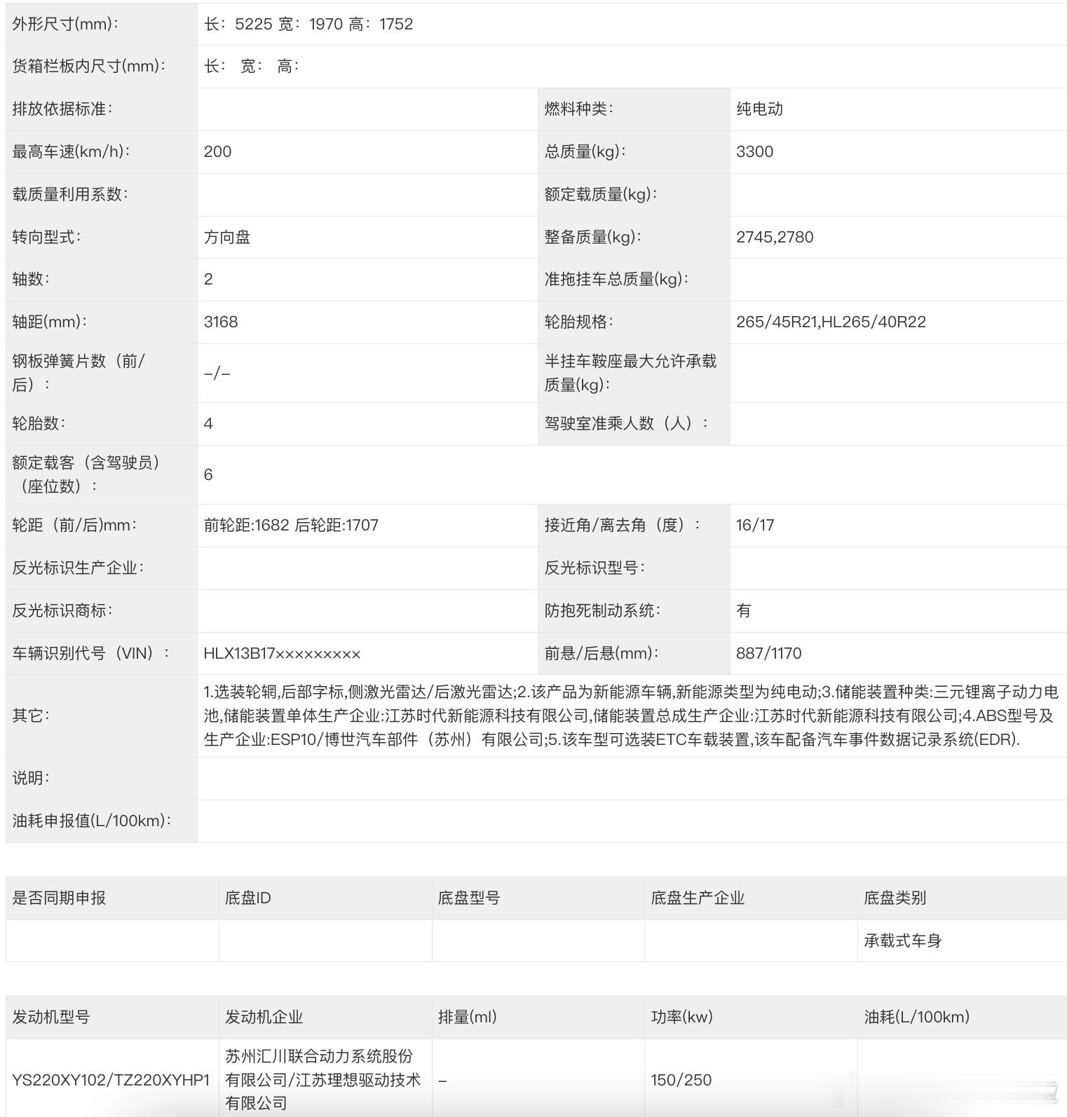 理想i9申报信息来了，一台六座9系旗舰产品。尺寸方面，新车长宽高分别是5
