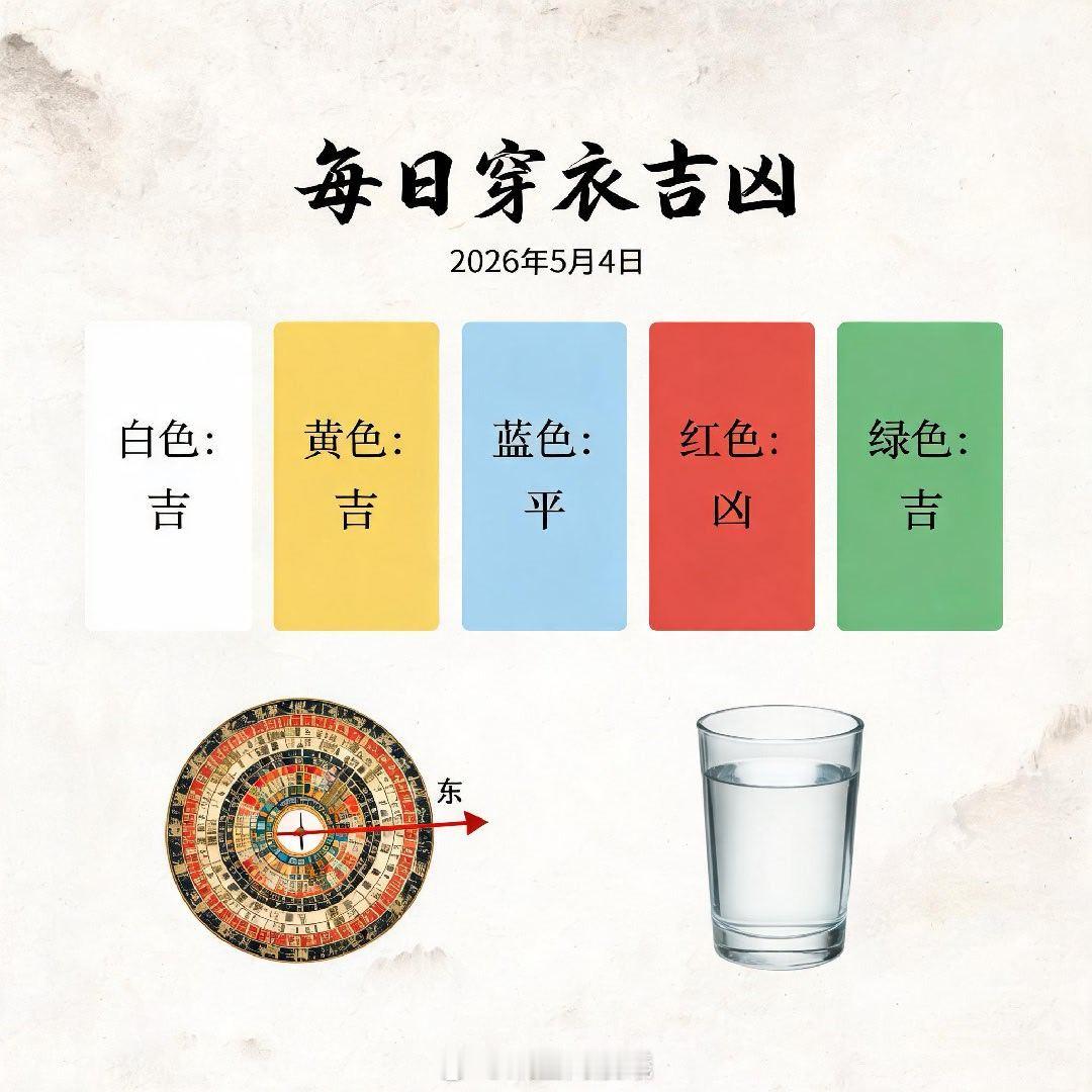 👕每日穿衣吉凶｜2026年5月4日跟你们讲个真的。今天五行属木（寅日），穿对