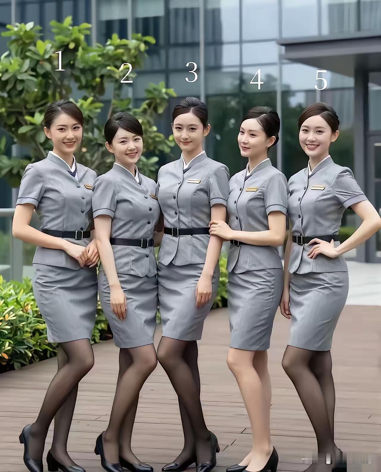 这五位空姐，颜值和身材都是挺吸引人的，确实很有魅力。如果选女朋友，你会选几号呢？