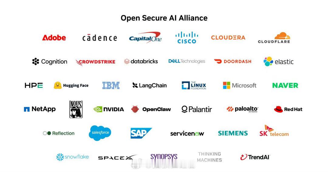 这个开放安全AI联盟里面缺失了哪些巨头：苹果、谷歌、Meta、OpenAI、An