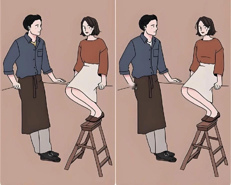 情侣互动图藏玄机！我盯了2分钟只找到1处，你能找出全部吗？！