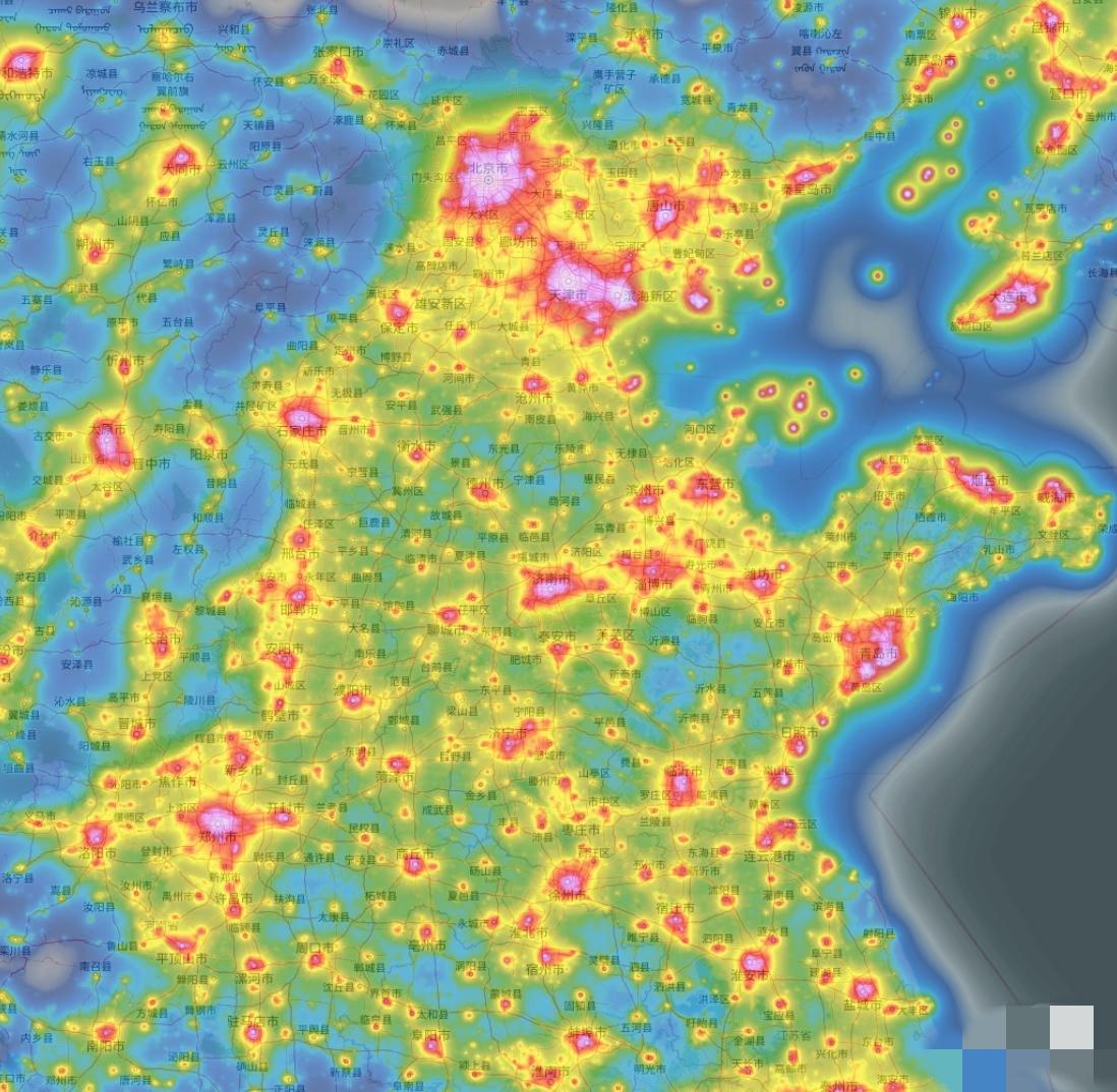 山河四省地图灯光郑州-济南-石家庄-太原谁是老大？