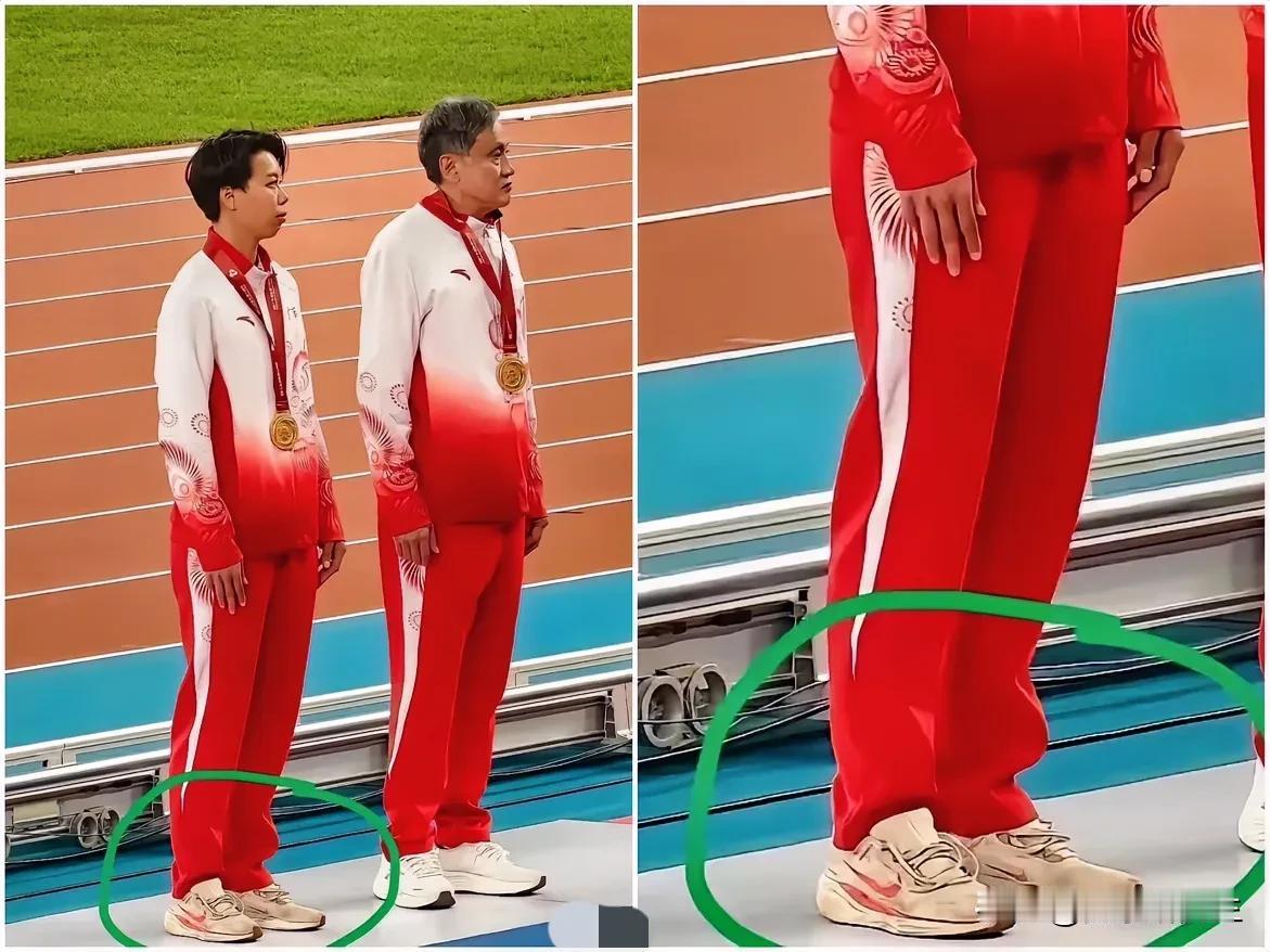 刘景扬这姑娘真给耐克上了一课。全运会女子100米栏领奖台上，广东队的刘景扬脚