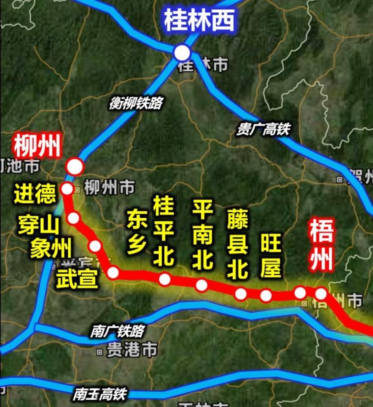 柳梧段要通车！而跨省梧广段前期也有更新了近日有好消息，梧州至广东段铁路，前期有