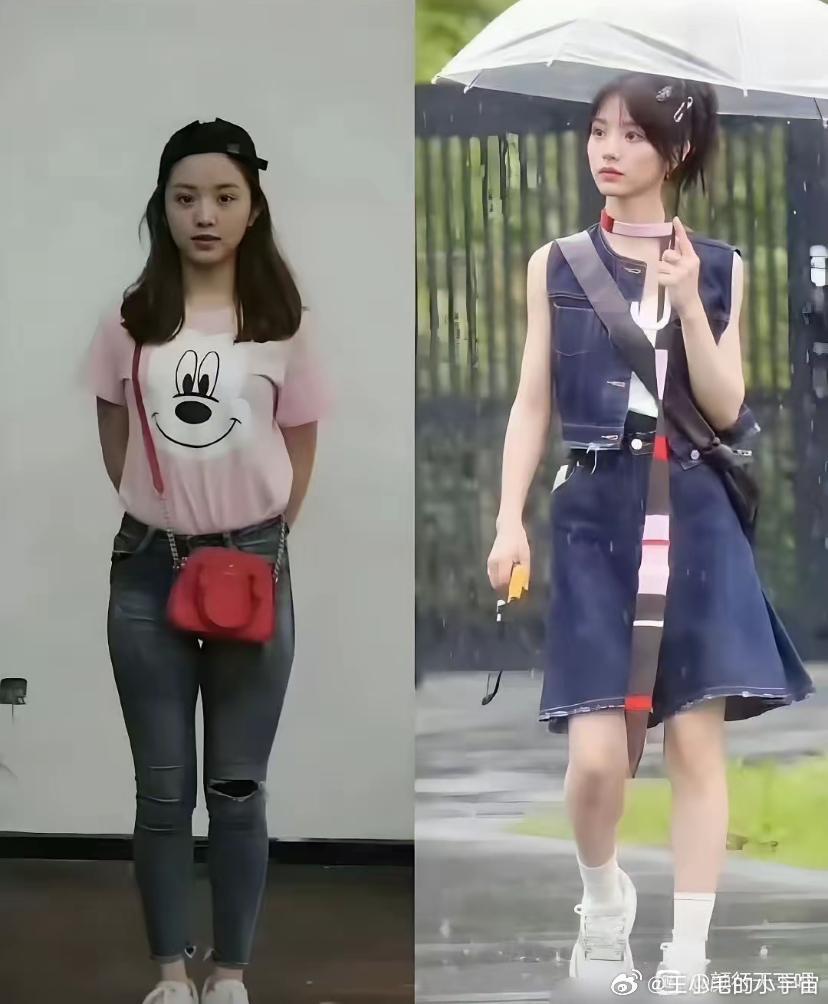 田曦薇出道前后的变化，说像换了个人我都信。以前看起来就是大街上随处可见的普通甜妹