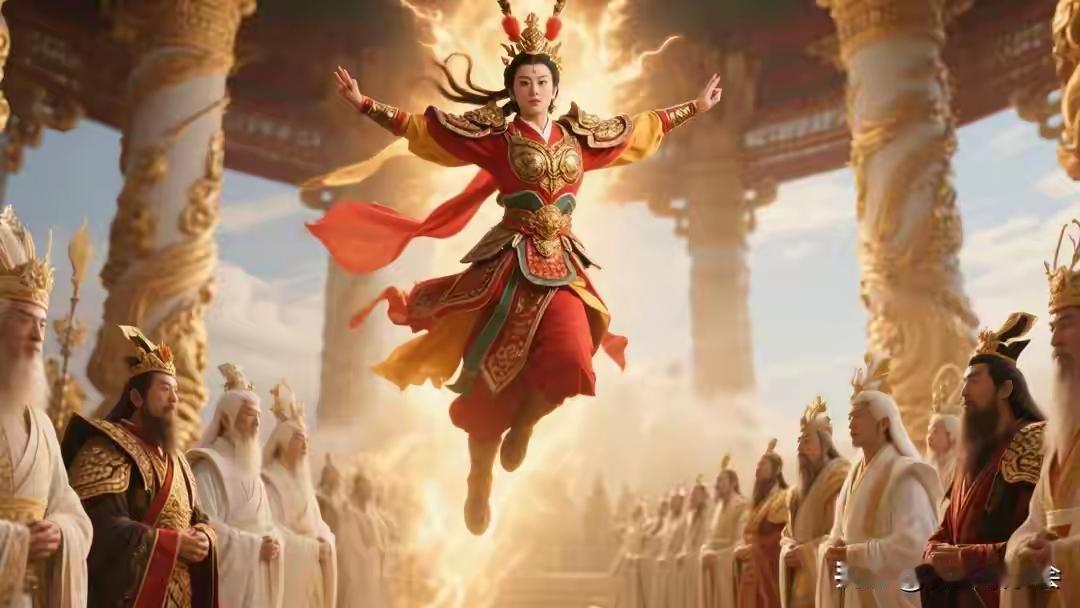 穆桂英飞升封神遭冷眼，九天玄女长跪：她身份李靖见了也要行礼南天门祥云