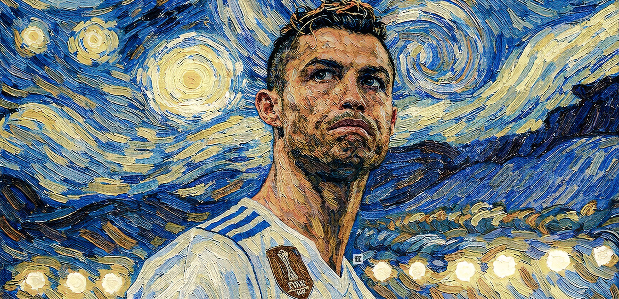 C罗c罗灿若梵高绘就的星空，壁纸新年快乐