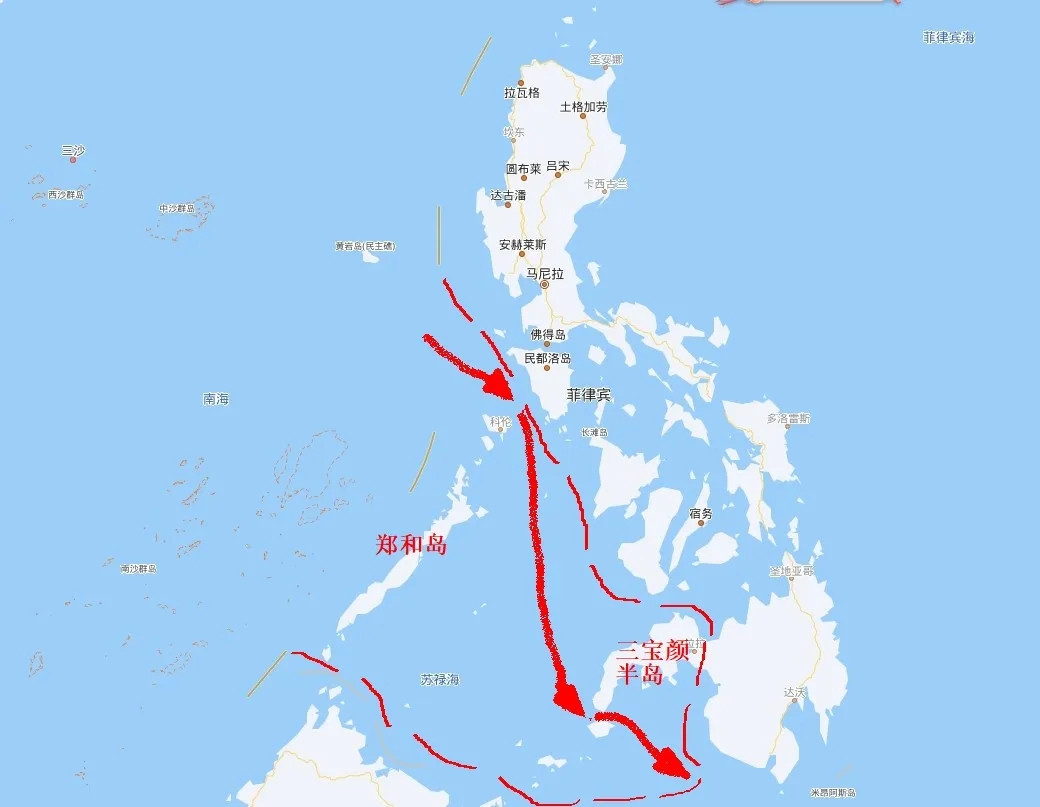 055驱逐舰巡航郑和岛和三宝颜半岛，就是告诉你，我跟你谈的时候，最好你直接答应，