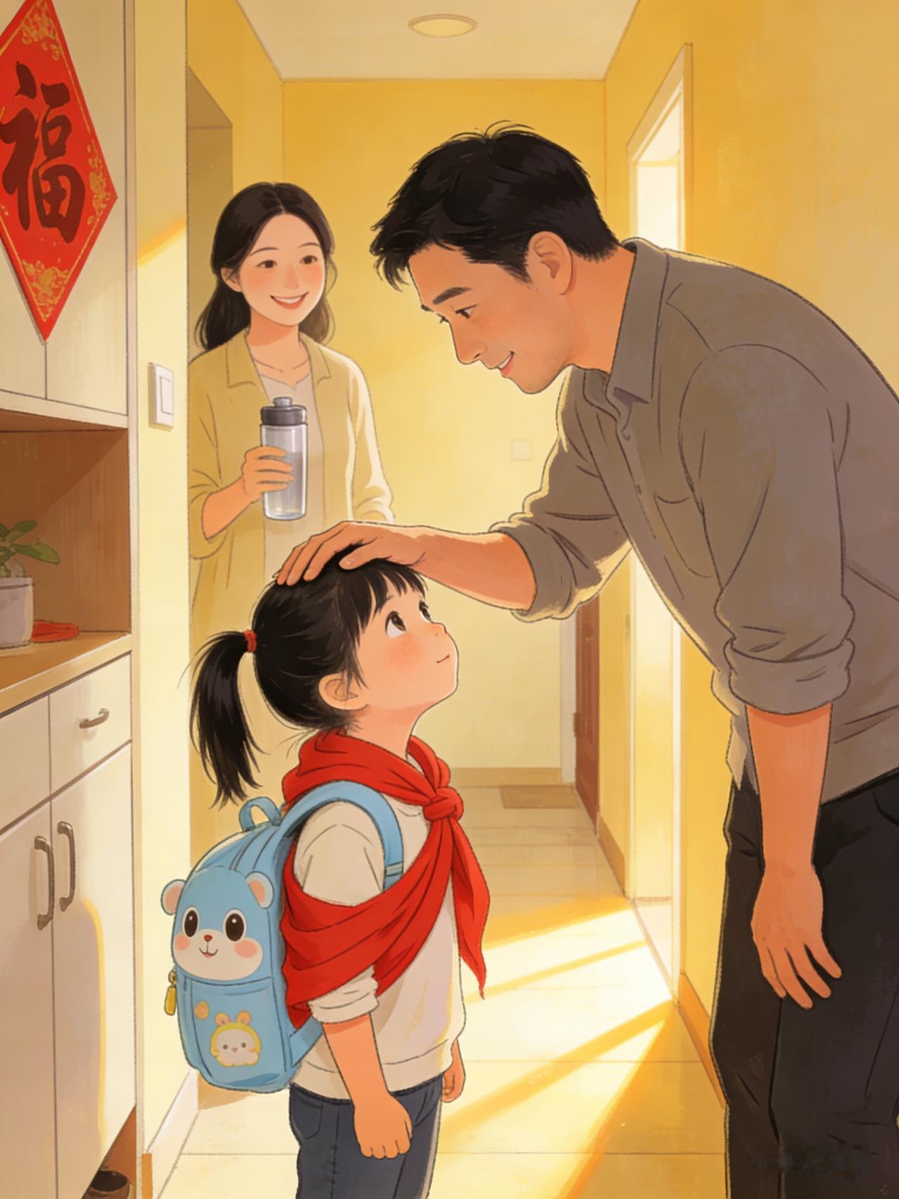 家长给孩子穿红衣服，能让孩子充满阳光，能引人注近日山东，母亲让女儿赶紧穿衣服准