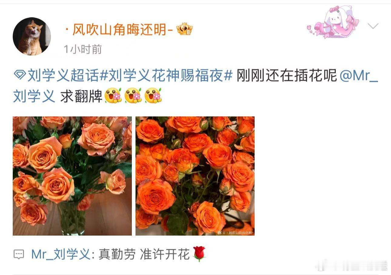 刘学义准许开花花神果然是花神！真的把花神这个设定玩得很好，在线翻牌发福利，不管