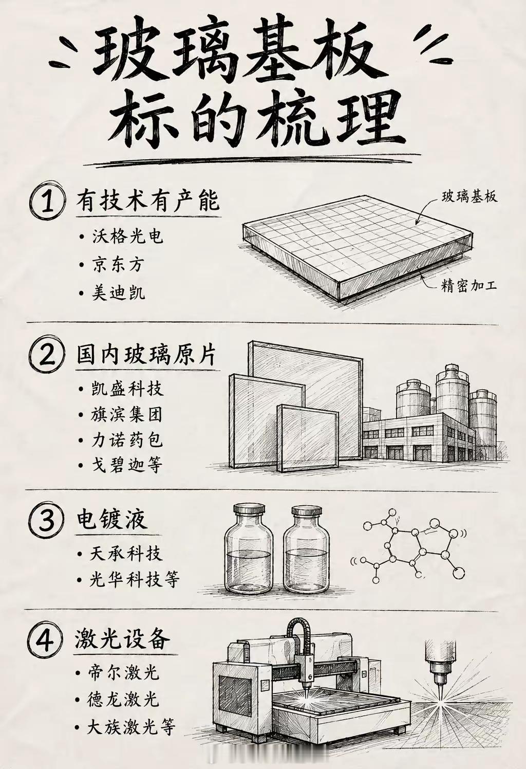 最近很火的玻璃基板标的梳理有技术有产能:沃格光电、京东方、美迪凯；国