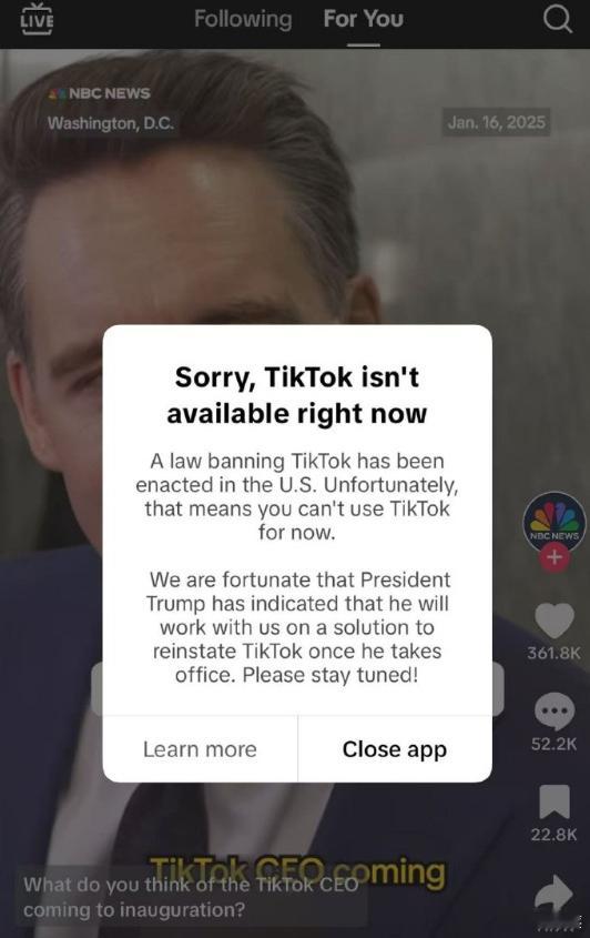 TikTok停止在美服务TikTok在美国关闭事件背景与时间线1、2019年