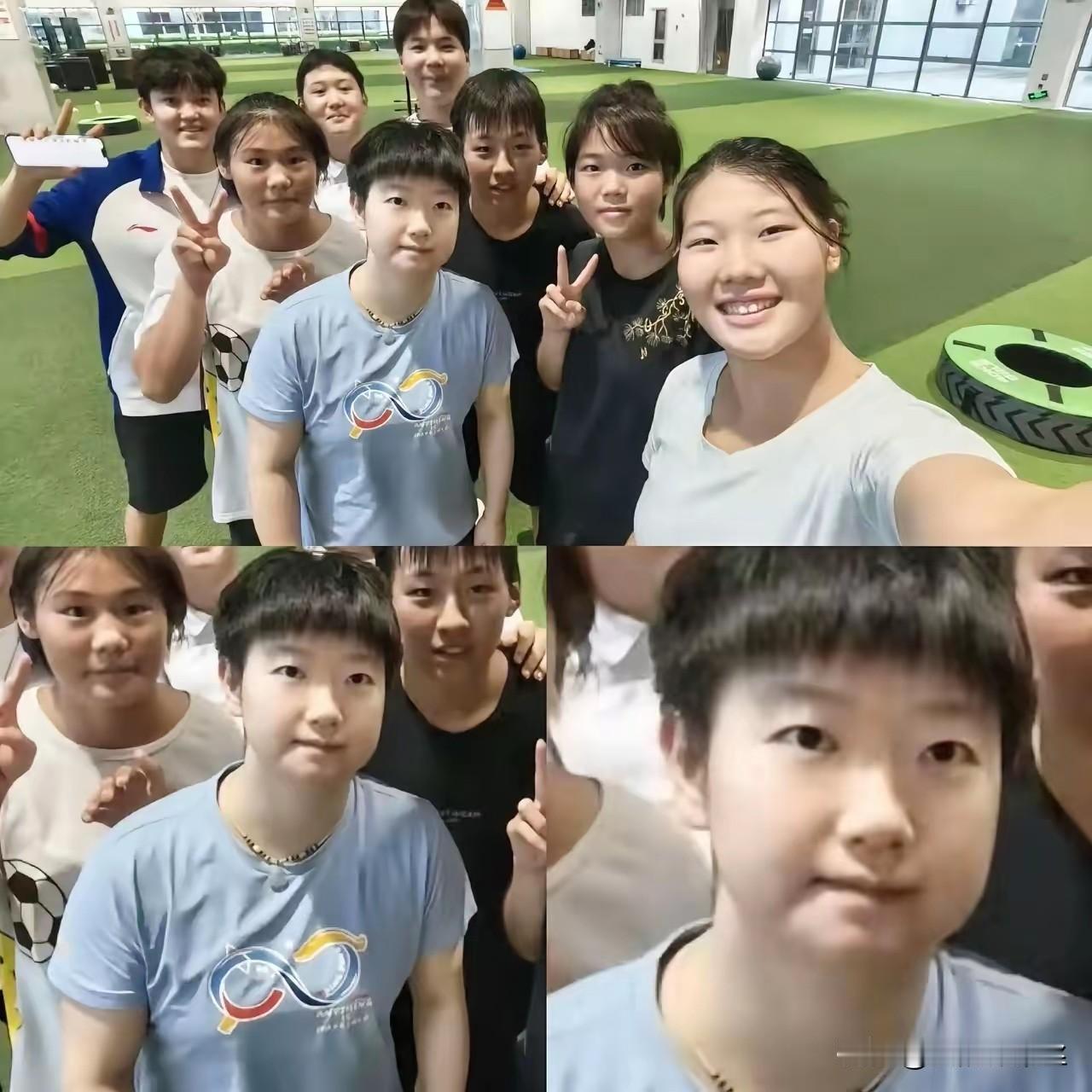 莎莎在崇明岛和小师妹的合影照出来了，到底谁给她取的名字，糯米团子，白白嫩嫩，软软